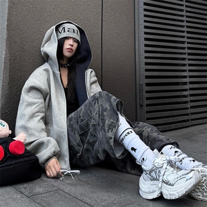 抖音得物高品质二开 26春装美式重磅宽松结构双面连帽卫衣外套W68图片