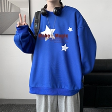 5XL华夫格卫衣男大码胖子圆领长袖t恤HW76379-P30加绒款-P40，男装卫衣，电商A040