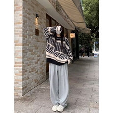 复古百搭撞色条纹毛衣男女冬套头季叠穿时髦上衣MW412，男装针织衫/毛衣，星座1116A（原606A-3）