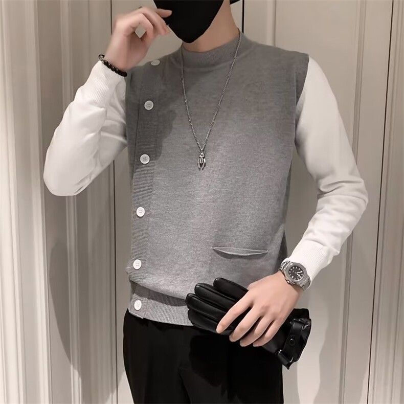 高级感毛衣男秋冬季打底衫痞帅线衣2024新款男装潮牌假两S548-P48,男装针织衫/毛衣,星座1109-3