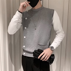 高级感毛衣男秋冬季打底衫痞帅线衣2024新款男装潮牌假两S548-P48，男装针织衫/毛衣，星座1109-3