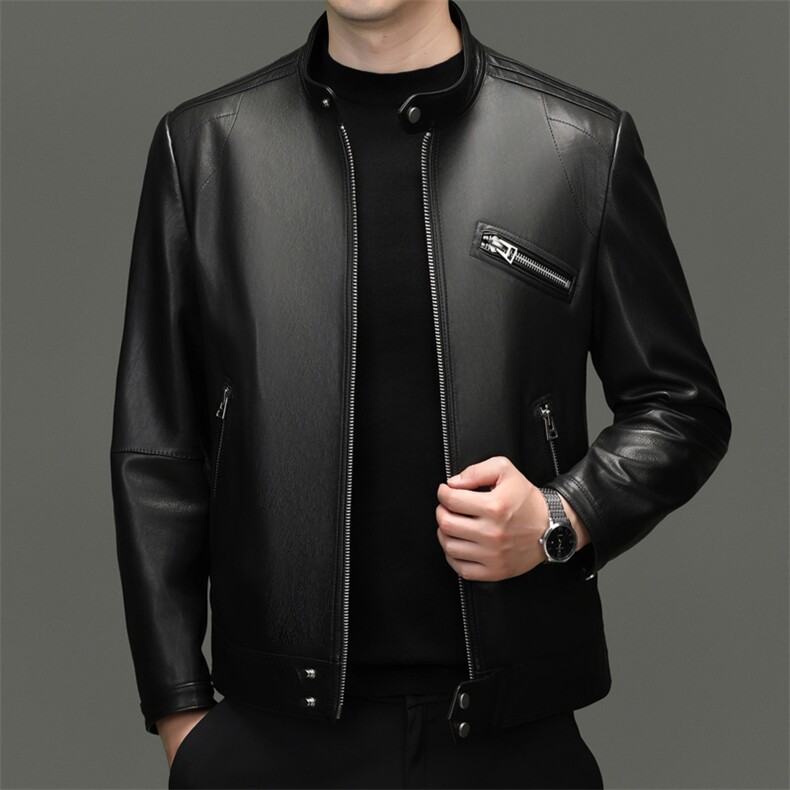 DLSN25007欧美高档皮机车皮衣夹克男士立领朋克山羊皮真皮皮衣男，男装皮衣，电商B360A（原721A）