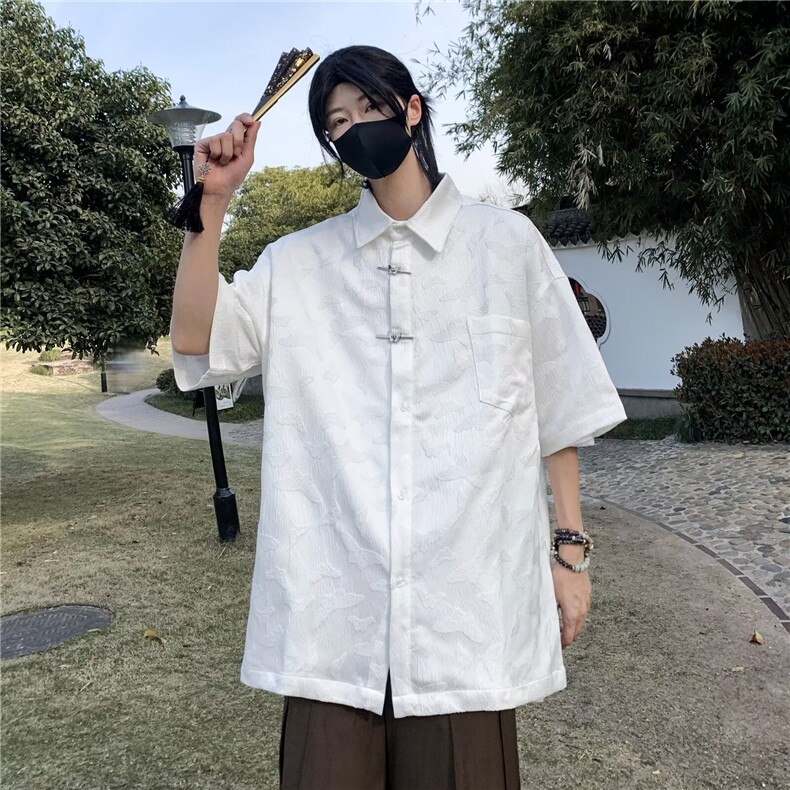 男士风2024新款提花布短袖衬衫W1272P42，男装衬衫，星座1116-2