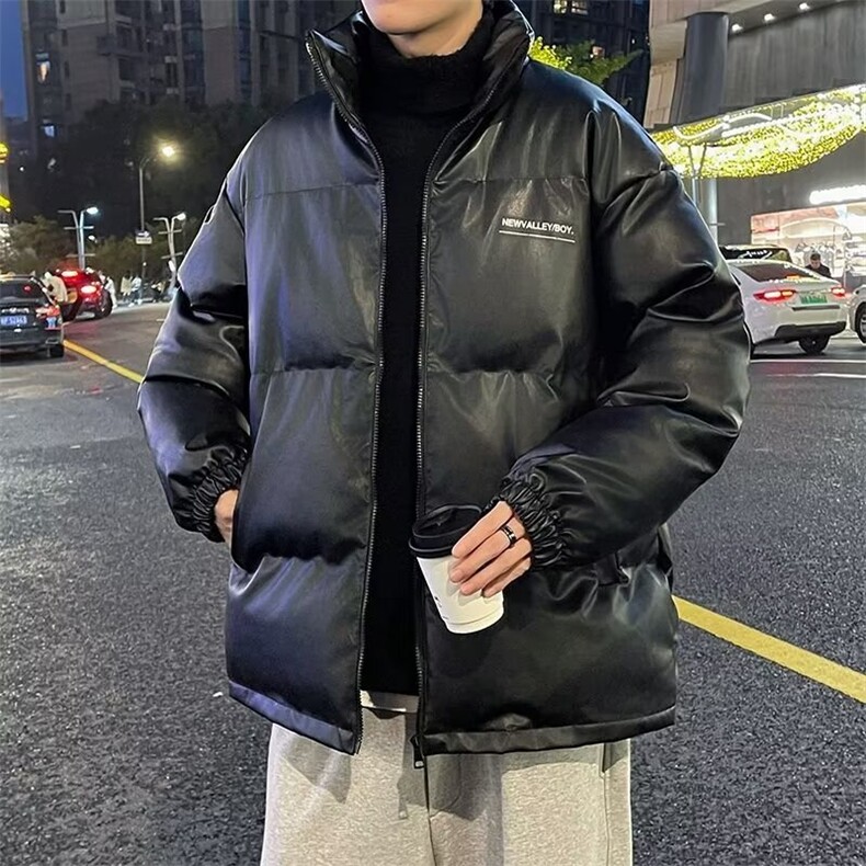 新款男款外套冬季韩版港风情侣pu皮衣立领潮牌加厚棉服PY79,男装皮衣,星座1116A-1（原606A）