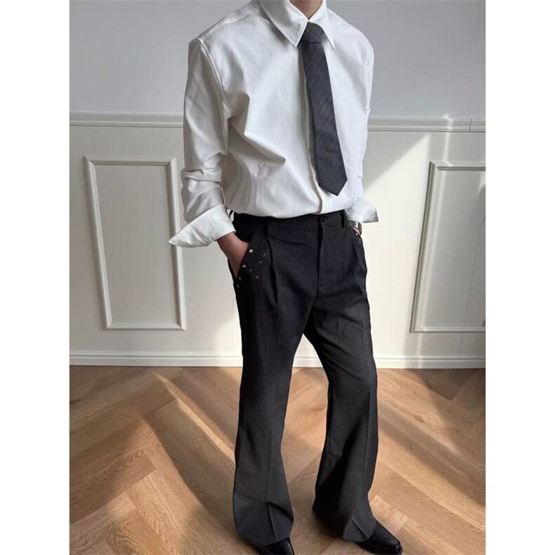 精梳棉高级感抗皱雅痞基础百搭白色长袖衬衫~C26101批45，男装衬衫，星座1411A-6