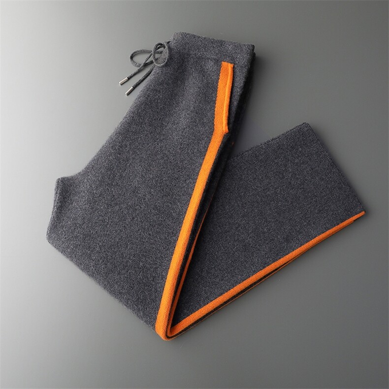 2024秋冬新款羊绒男士七针加厚提花羊绒阔腿裤男装,男装休闲裤,雪贝坊一店