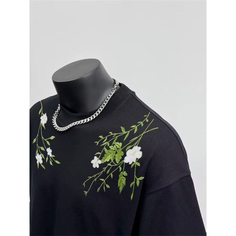 现货新中式花卉刺绣短袖T恤男女百搭圆领夏装上衣服潮LC26599-p43,男装T恤,星座1008