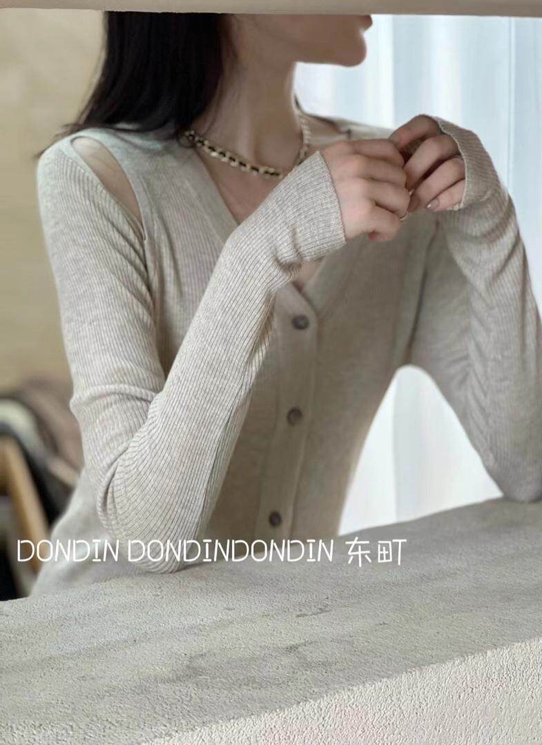 秋冬上新漏肩针织开衫，其它，东町