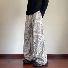 加绒加厚冬款男女休闲裤字母涂鸦宽松直筒长裤大码M-5XLH0139P30，男装卫衣，星座1013-1