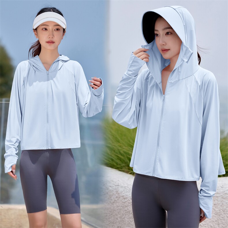 防晒衣女夏季黑胶帽檐原纱冰丝upf50防紫外线薄款防晒服，女装防晒衣，韩蔻秀