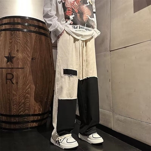 拼接撞色工装裤子男新款青少年时尚休闲裤 A872 P40图片