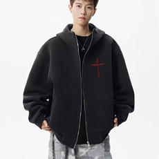 美式慵懒风外套男秋冬季hiphop复古连帽开衫卫衣大码宽松情侣上衣，女装短外套，星座218-8
