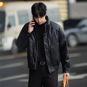 标50绒 街拍皮羽绒服男士立领短款外套 8529-P235(控券后318)图片