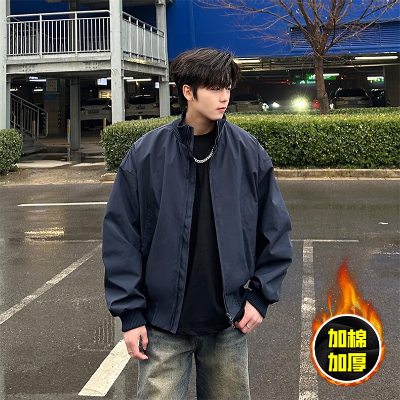 棉衣5W件现货冬季美拉德立领飞行夹克廓形高街棒球服加棉加厚外套,男装夹克,电商A486