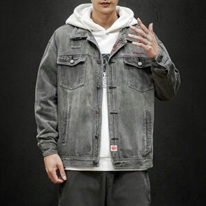 秋季牛仔衣外套复古夹克潮流宽松韩版机能上衣男DF64T图片