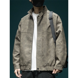 机车PU皮衣外套男春秋休闲宽松夹克男新款复古高级皮革HH297 P75图片