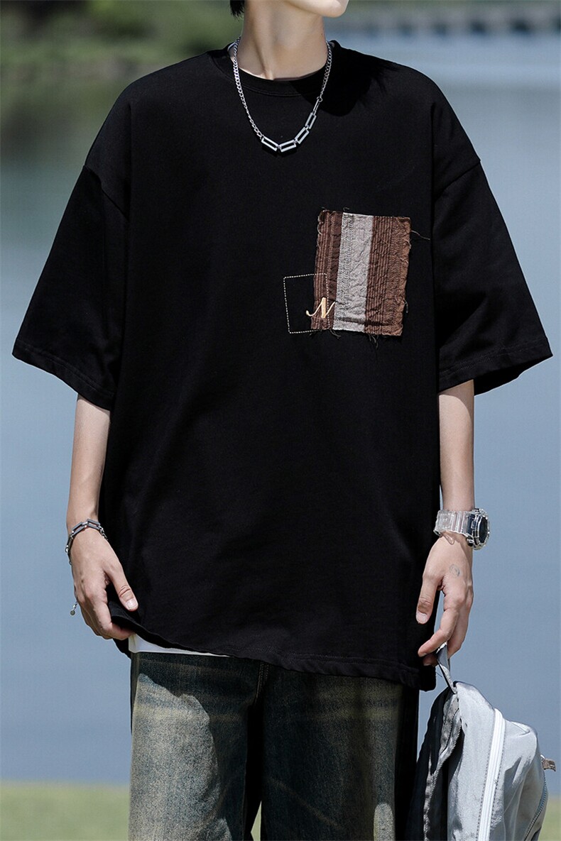 8XL-M高品质纯棉美式复古宽松简约百搭学院风短袖T恤上衣男DX343,男装T恤,电商D206-1
