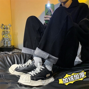 秋冬款加绒加厚宽松直筒男裤高街裤子  A080-9291-常规P35加绒P45图片
