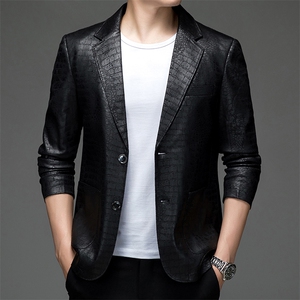 BH186钱塘2020-2中青年男士春秋薄款时尚休闲简约皮衣西服P150图片