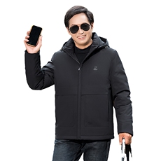 新款男士休闲冬装外套中老年羽绒服男中长款加厚连帽爸爸装，男装羽绒服，钱塘6003（原4033）
