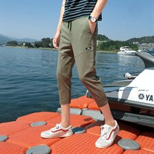夏季新款休闲束脚七分裤男生ins修身型7分裤中裤款短裤，男装休闲裤，电商D240-242