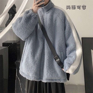 2025两面穿羊羔毛外套男冬季棉衣加绒加厚棉服保暖青少年棉袄潮图片