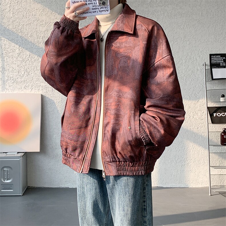 加棉美式扎染冬季加厚潮牌棉衣翻领复古双开拉外套979P115,男装棉衣,电商A458A