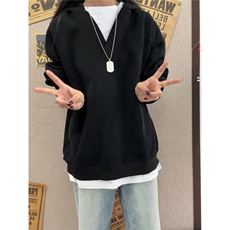 【现货】美式复古宽松假两件卫衣男女设计感长袖网图TX227-特P39，男装卫衣，电商C213(原B265)