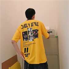 2021夏季港风宽松情侣印花T恤男女短袖T，男装T恤，星座1103-1