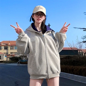 抖音得物高品质二开 26春装美式重磅宽松结构双面连帽卫衣外套W68图片