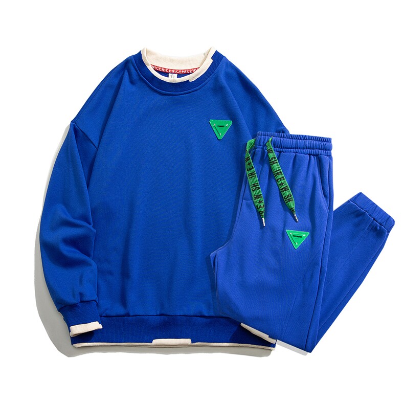 1秋季新款休闲圆领假两件情侣青春套头卫衣套装7144P98控128，男装休闲套装，星座226-2