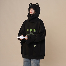 卡通青蛙拉链连帽设计开衫卫衣WY858/P88控118（加绒98控128），男装卫衣，电商A148-1