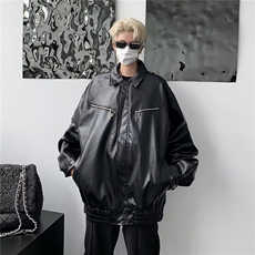 短款皮衣外套男春秋季高级感痞帅设计感小众骑行机车夹克，男装夹克，星座716-3