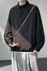 时尚立领棒球服衬衫韩版户外宽松抽绳防晒外套衬衫男冲锋衣P42，男装防晒衣，电商B319