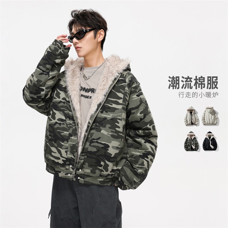 美式座山雕毛领羽绒棉服男款冬季情侣棉衣加厚连帽外套MY2519-P98，男装棉衣，星座610（原A335）