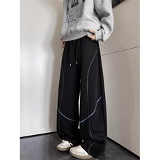 1506/QX250/P45美式辑明线休闲卫裤男直筒裤子潮流设计感阔腿裤，男装休闲裤，星座1506