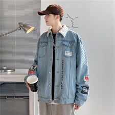 JK600J-P75-限价108羊羔毛牛仔外套男秋冬季加绒加厚大码潮牌棉衣，男装棉衣，星座116