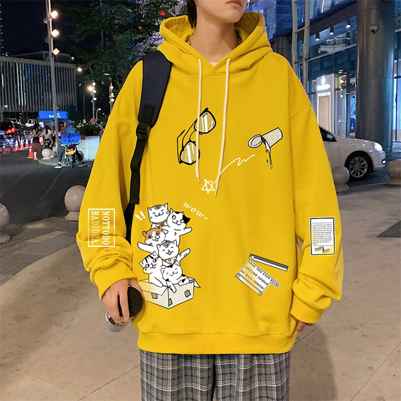 WY2115-P35加绒款-P40纯棉连帽卫衣男大码运动帽衫宽松薄外套男,男装卫衣,电商A040