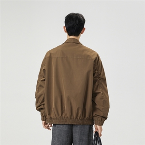 美式罗纹拼接袖子褶皱大码M-5XL教练夹克男JK78056P69控105图片