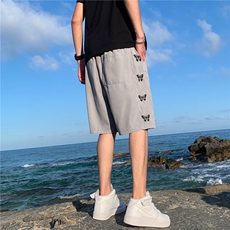 夏季蝴蝶印花短裤男潮牌ins休闲宽松运动沙滩五分裤d，男装休闲裤，电商C305A