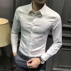英伦风男士简约纯色长袖衬衫修身帅气商务休闲衬衣C2025，男装衬衫，星座1116A-2（原606A-1）