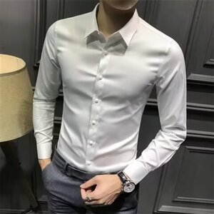 英伦风男士简约纯色长袖衬衫修身帅气商务休闲衬衣 C2025图片