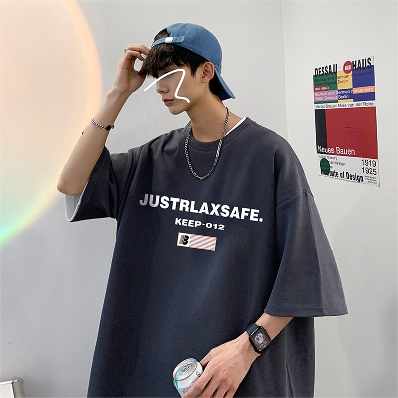 美式复古短袖男款2024新款潮牌高街300g重磅t恤青少年大码5分半袖,男装T恤,电商A486