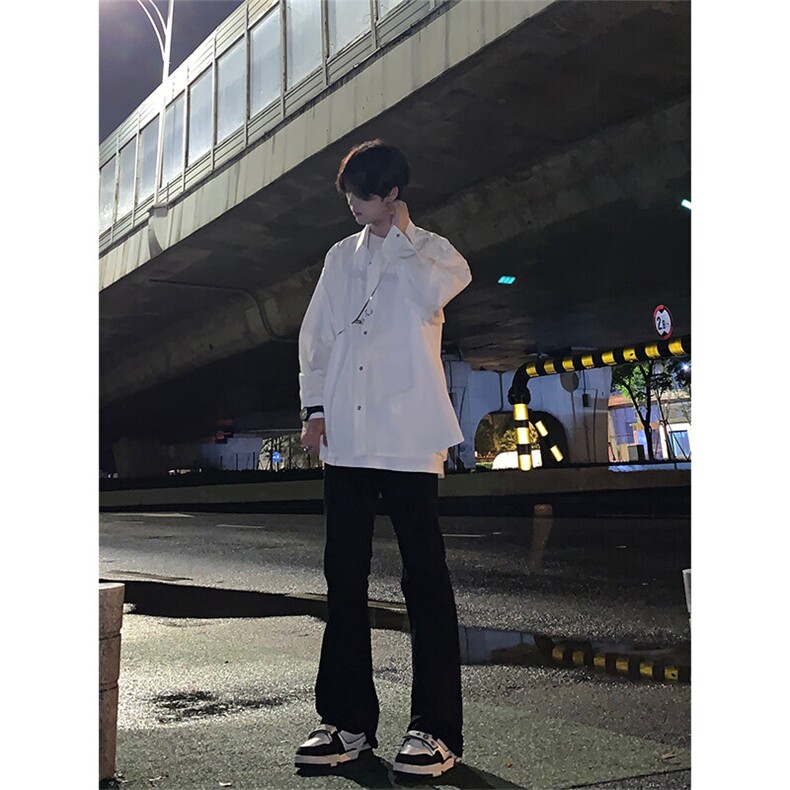 高街vibe纯黑色牛仔裤男款夏季修身直筒弹力微喇叭裤控价68,男装牛仔裤,星座310A-4
