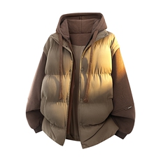 新款冬季羽绒棉服棉袄连帽假两件韩版宽松外套A436-2511-P85，男装棉衣，电商A436