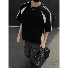 抖音得物二开品质240克宽松纯棉美式潮牌高街痞帅短袖T恤YQ42，男装T恤，电商A486-1