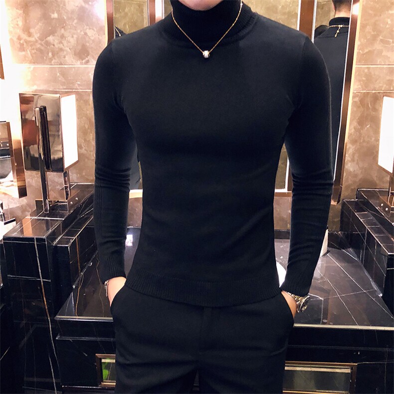 M09/p45两翻高领毛衣男秋冬纯色修身长袖针织打底衫男高领毛衣,男装针织衫/毛衣,电商D303
