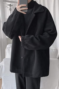 N2070/P75秋冬新款毛呢大衣学生宽松休闲大码呢子外套夹克男控98图片