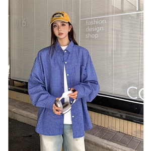 港风纯棉衬衫水洗做旧格子衬衫休闲百搭商务风MD-H503-特批45控79图片