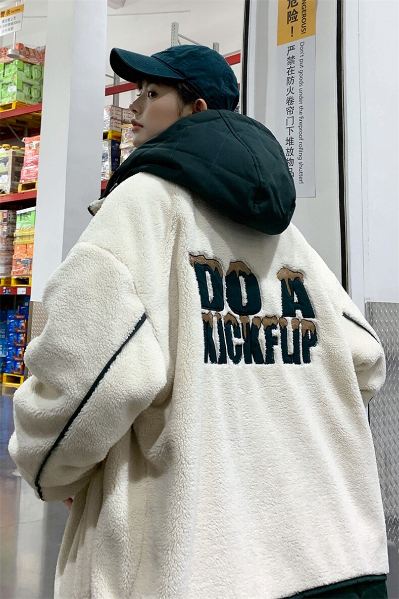 2023冬款中性羊羔绒时尚棉服加绒棉衣外套男女8336-P130控价178,男装棉衣,电商A441-1